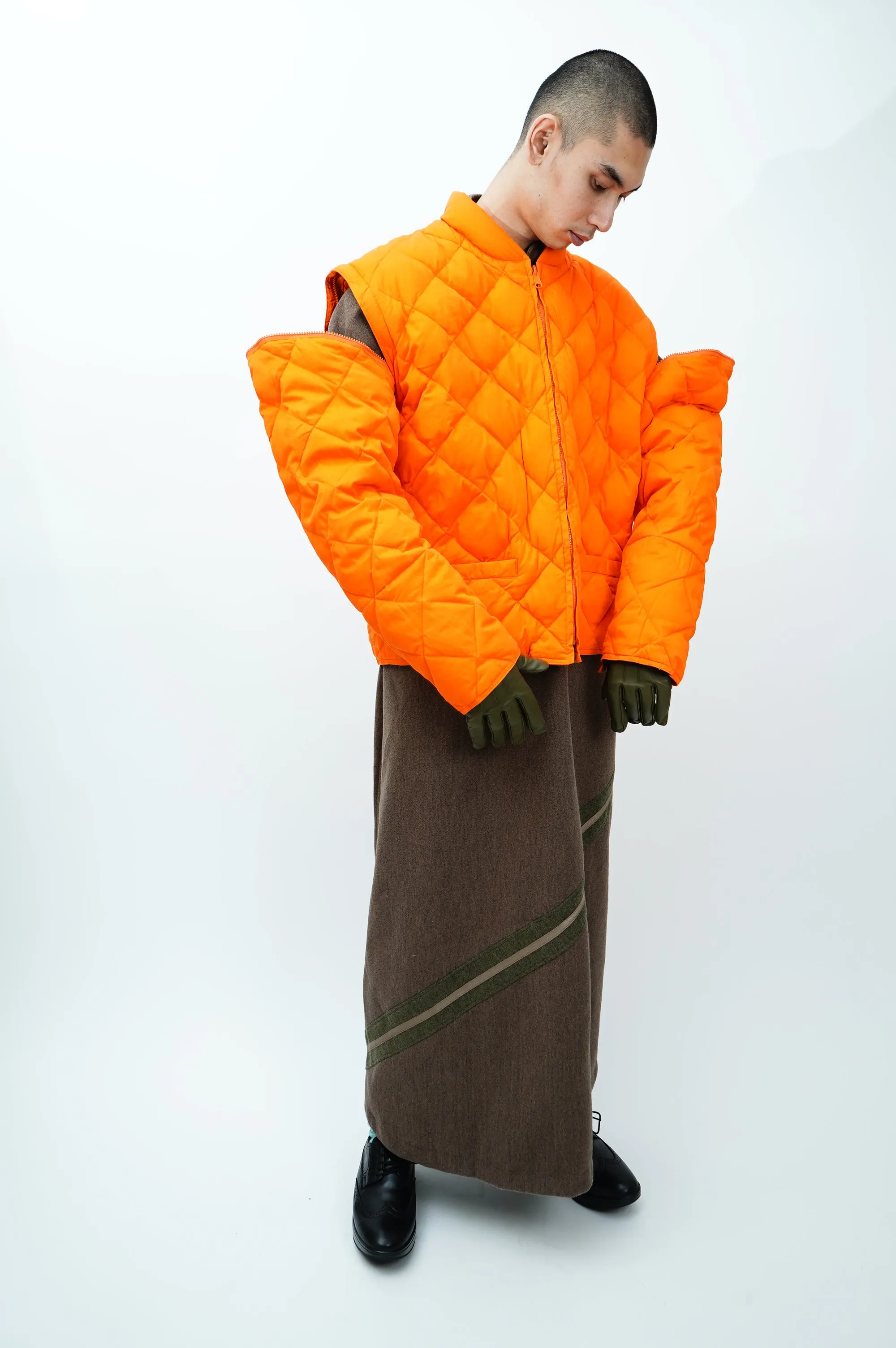 90's ”J.CREW” -Detachable Sleeve Down Jacket-