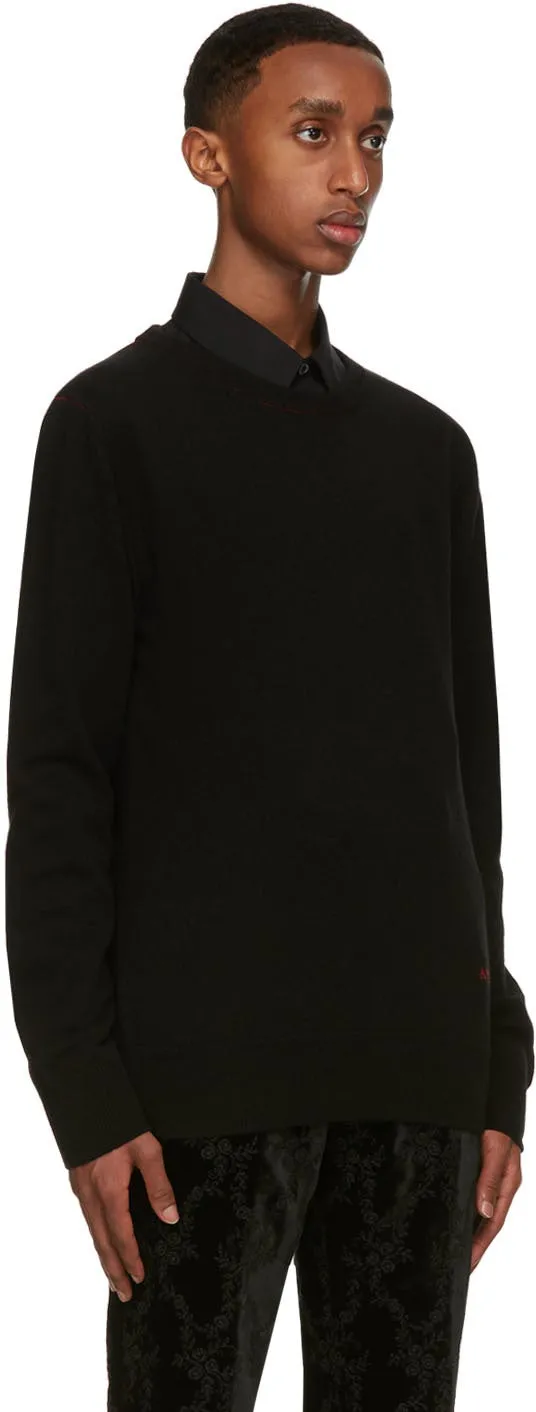 Alexander McQueen Black Cashmere Embroidered Logo Sweater