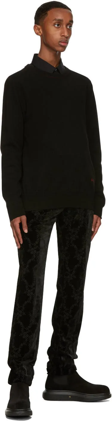 Alexander McQueen Black Cashmere Embroidered Logo Sweater