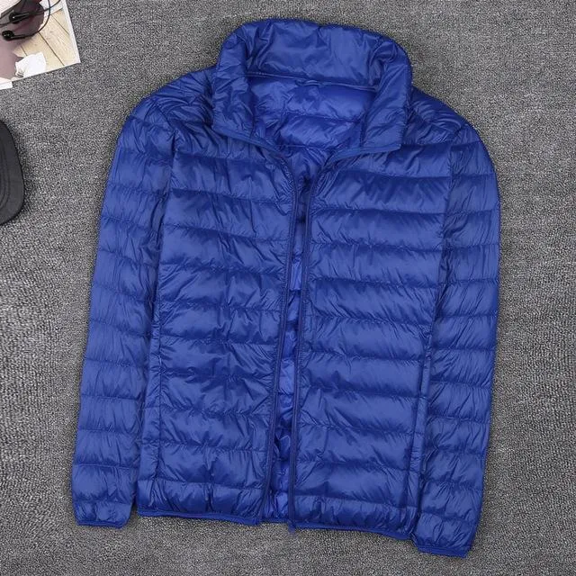 Autumn New Mens Clothes Fashion Boutique Solid Color Ultra-thin Light Comfortable Casual Hooded White Duck Down Jacket Men Coat