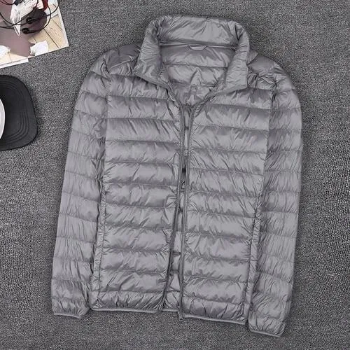Autumn New Mens Clothes Fashion Boutique Solid Color Ultra-thin Light Comfortable Casual Hooded White Duck Down Jacket Men Coat
