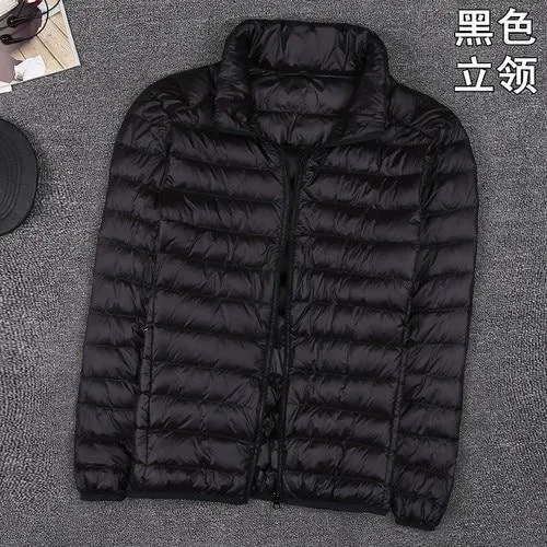 Autumn New Mens Clothes Fashion Boutique Solid Color Ultra-thin Light Comfortable Casual Hooded White Duck Down Jacket Men Coat