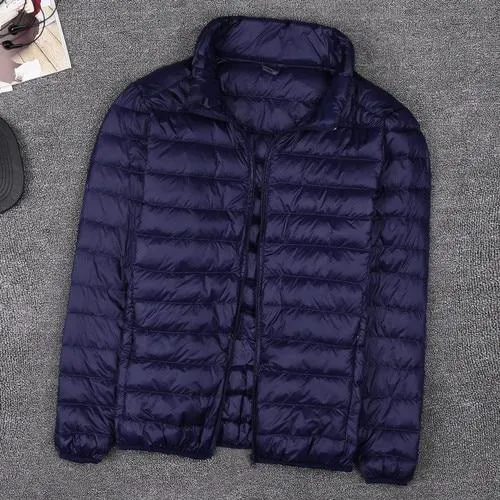 Autumn New Mens Clothes Fashion Boutique Solid Color Ultra-thin Light Comfortable Casual Hooded White Duck Down Jacket Men Coat