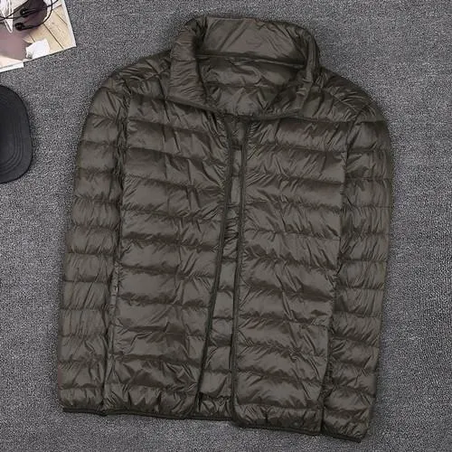 Autumn New Mens Clothes Fashion Boutique Solid Color Ultra-thin Light Comfortable Casual Hooded White Duck Down Jacket Men Coat