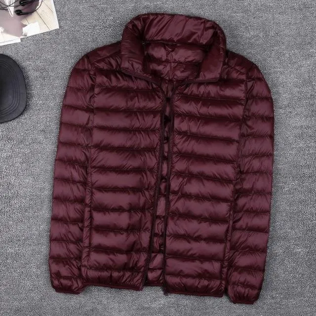 Autumn New Mens Clothes Fashion Boutique Solid Color Ultra-thin Light Comfortable Casual Hooded White Duck Down Jacket Men Coat