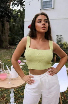 'Azalea' Sleeveless Sweater Knit Top in Lime