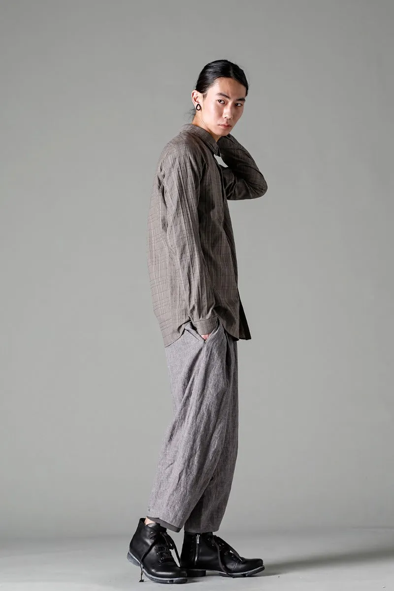 Baggy cropped pants Ramie Vintage Blue