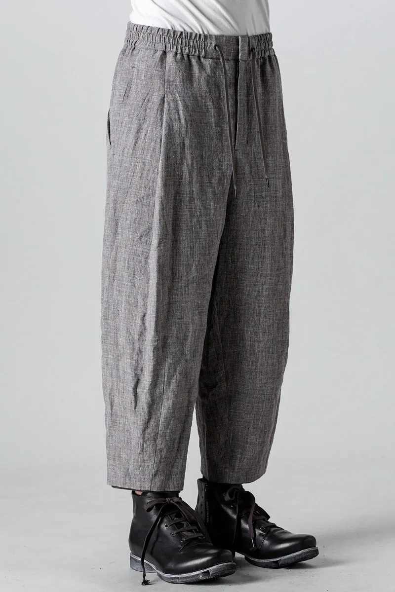 Baggy cropped pants Ramie Vintage Blue