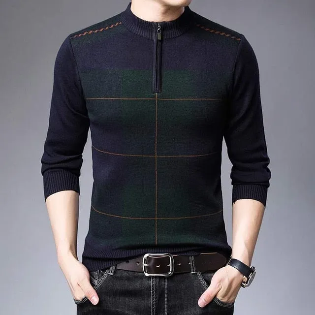Big Plaid Patterned Flat Knitted Sweater