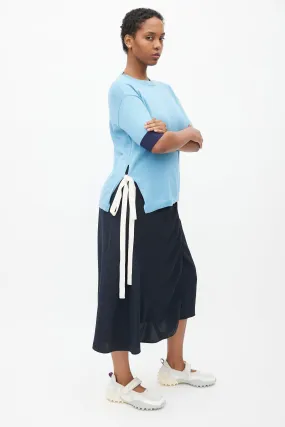 Blue Knit Tie Sweater