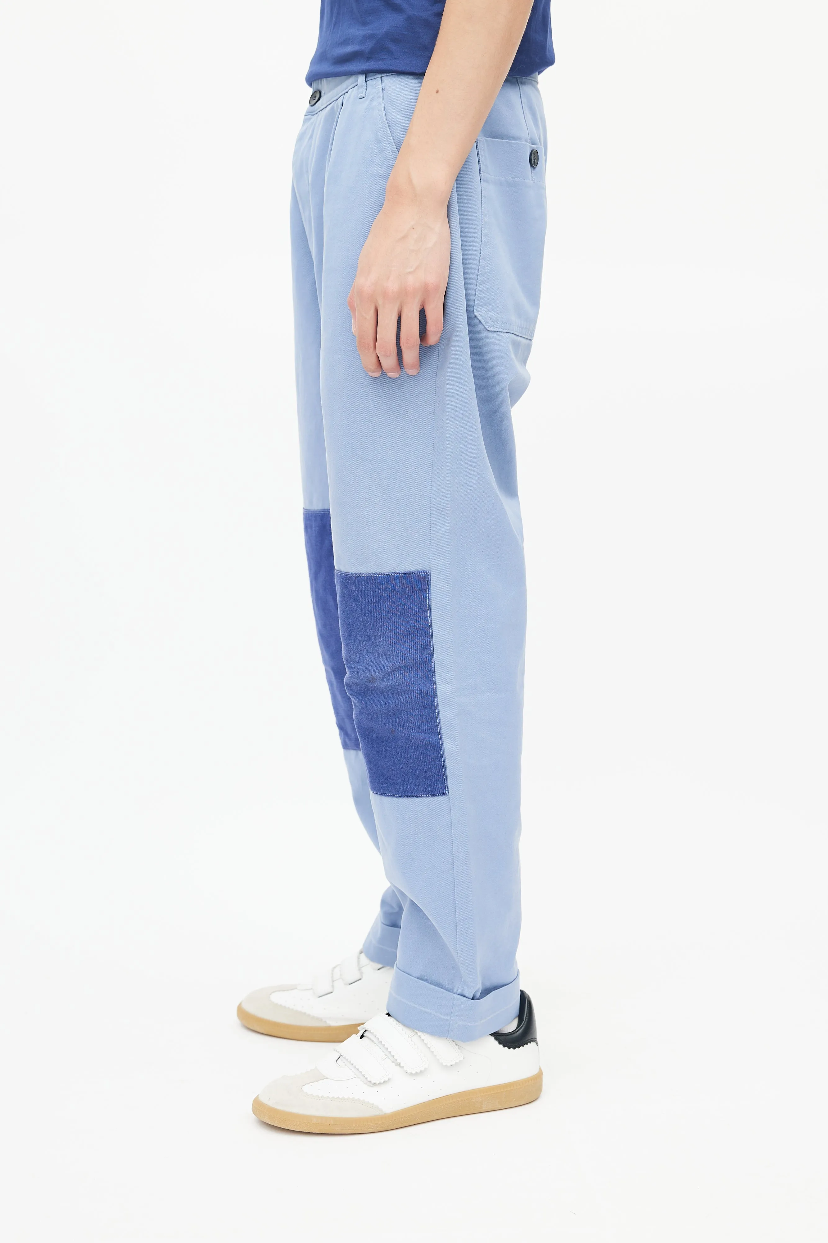 Blue Patched Cuffed Trouser