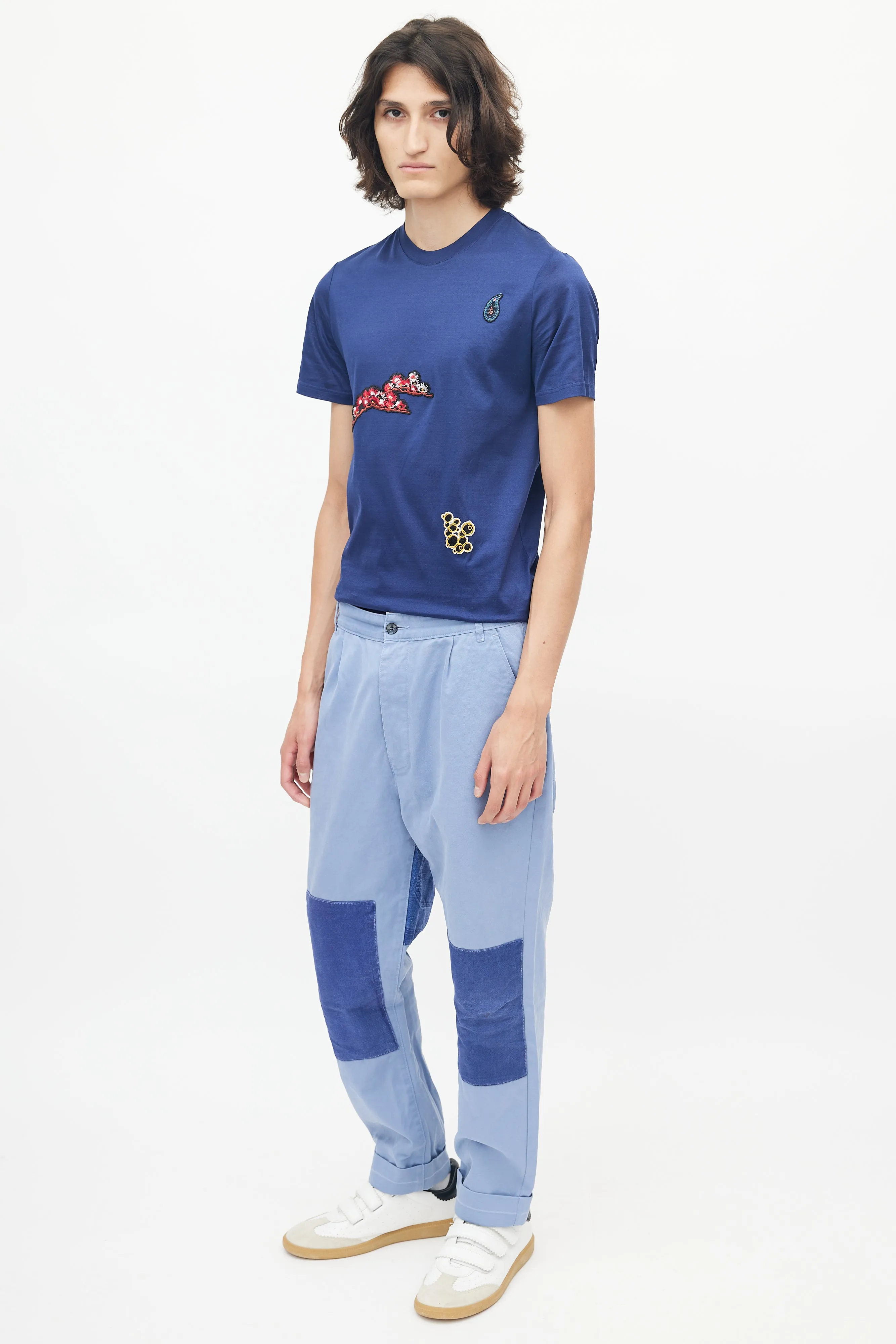 Blue Patched Cuffed Trouser