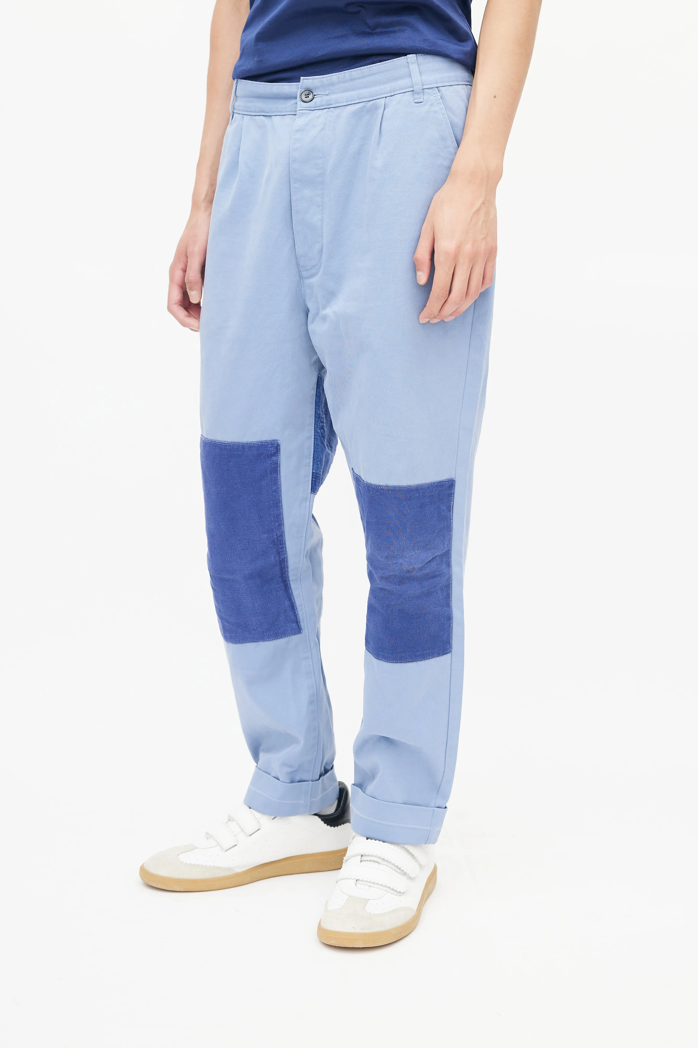 Blue Patched Cuffed Trouser