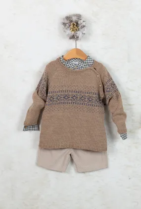 Brown and Blue Wool Sweater