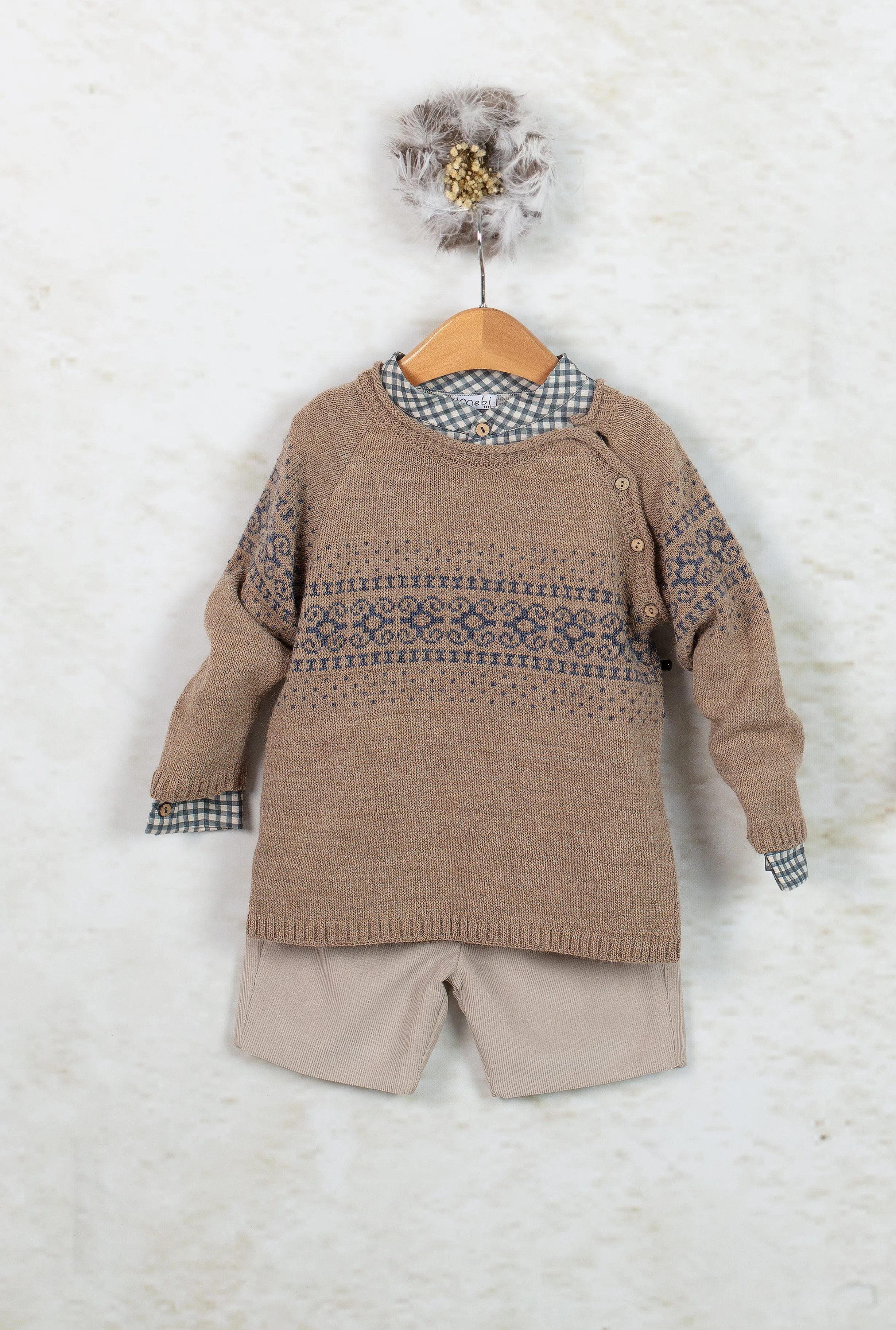 Brown and Blue Wool Sweater