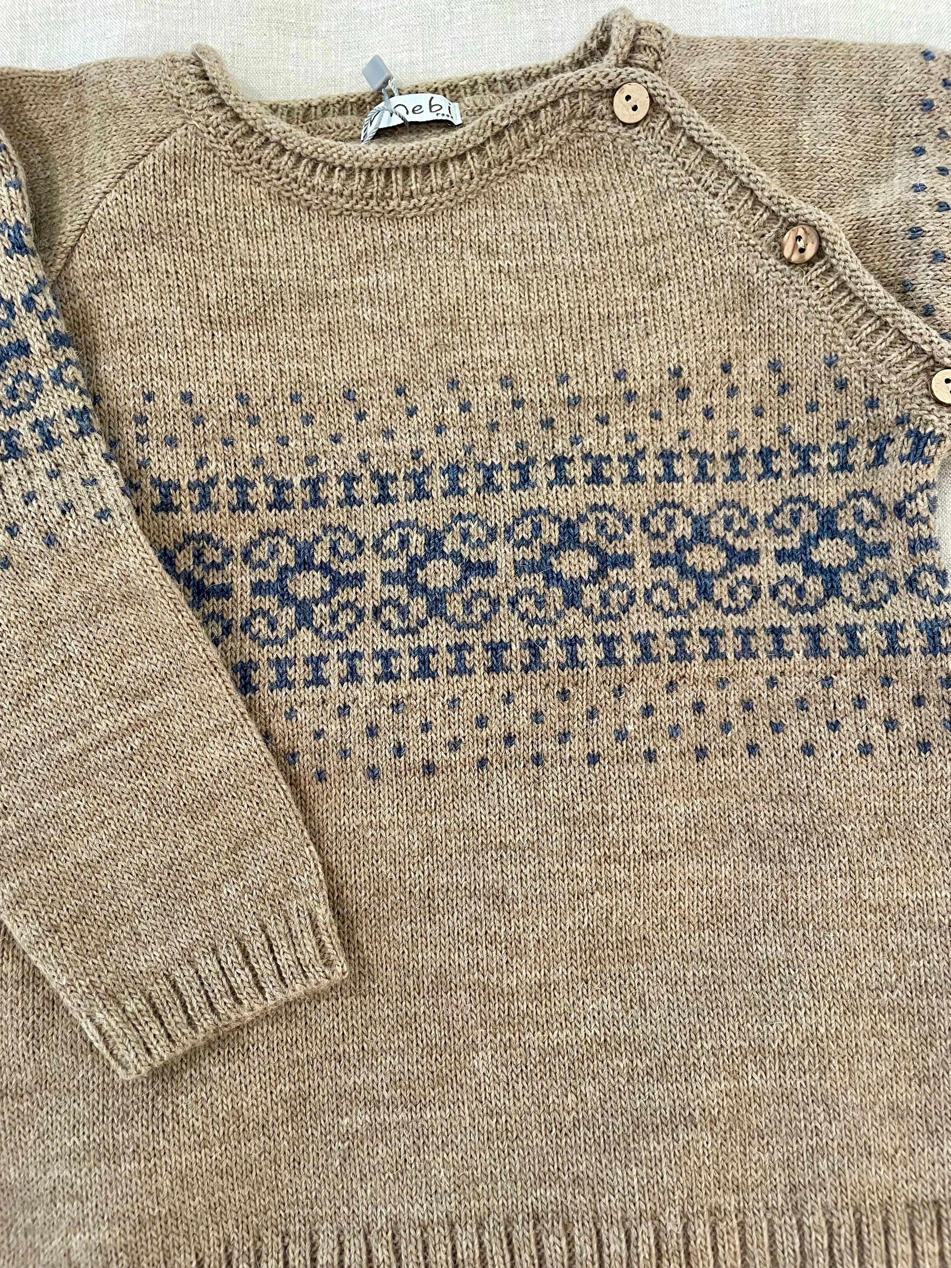 Brown and Blue Wool Sweater