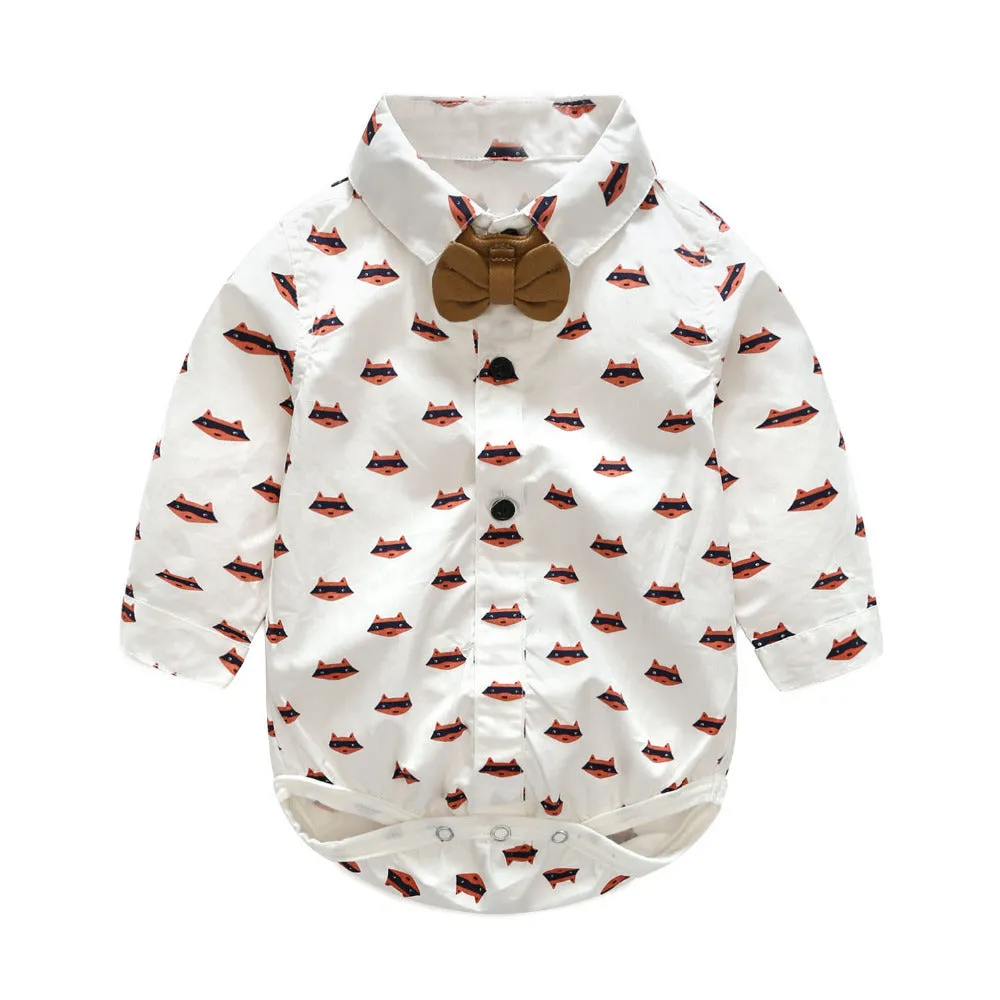 Button-down animal print  vest/bow-tie