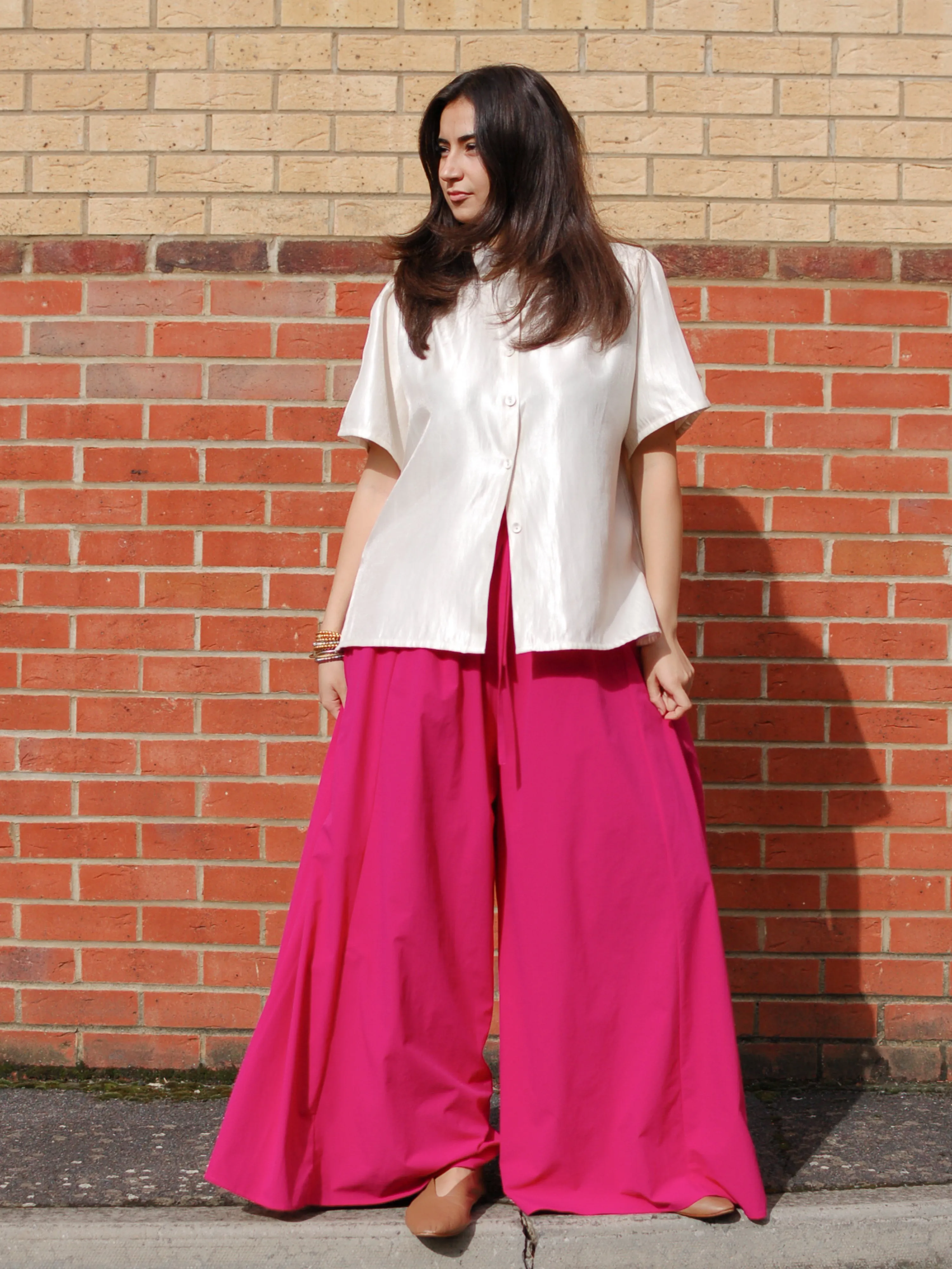 Charlie Pink Wide-Leg Palazzo Pants