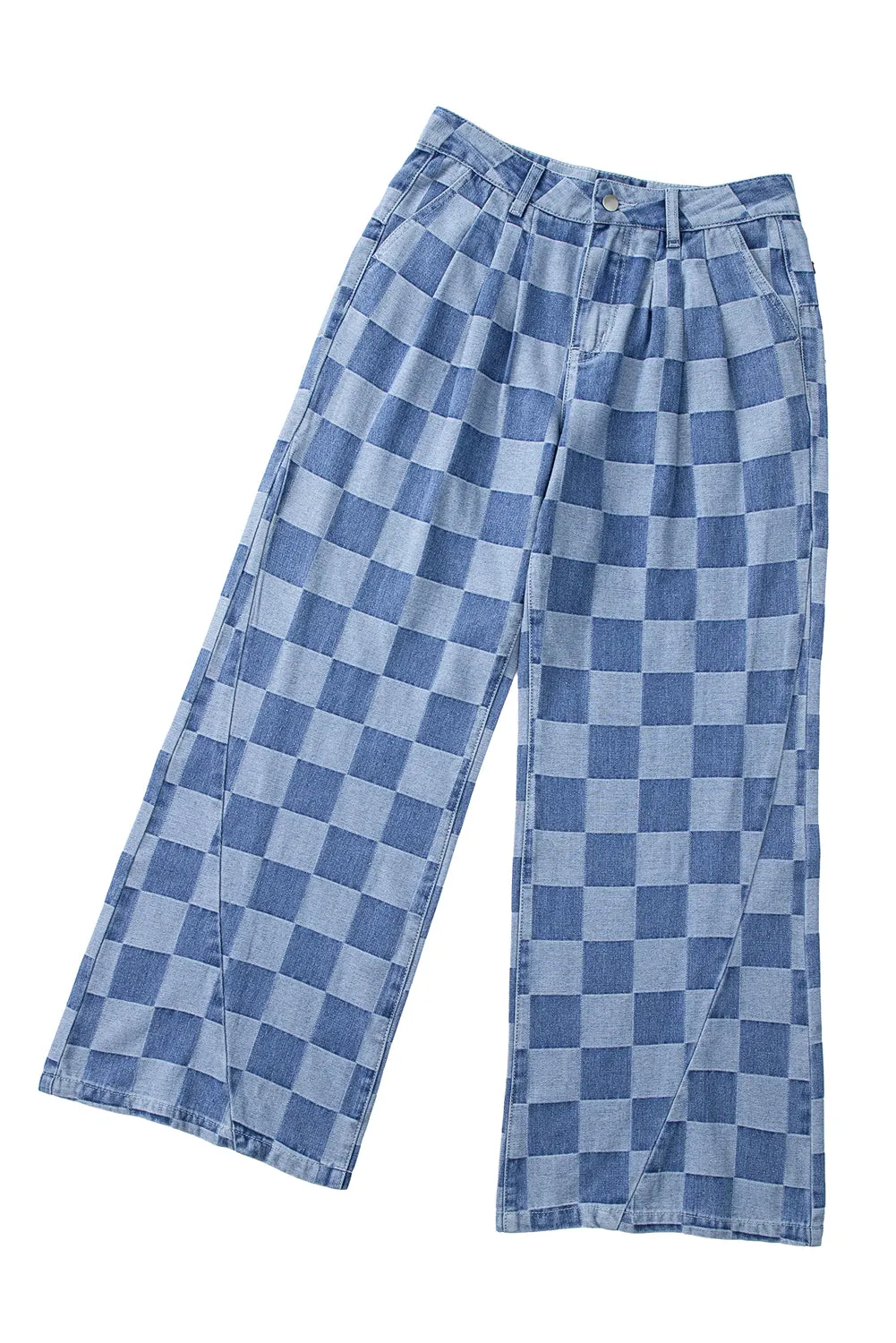 Checkered Wide Leg Jeans (online only)