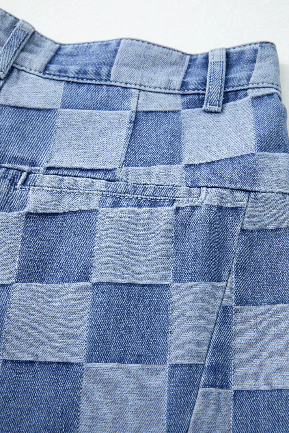 Checkered Wide Leg Jeans (online only)