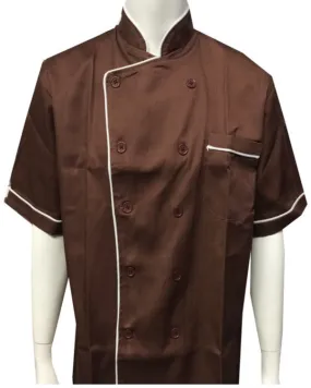 Chef Coat in brown with contrast piping
