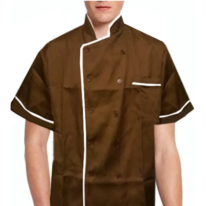 Chef Coat in brown with contrast piping