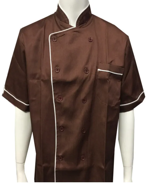 Chef Coat in brown with contrast piping