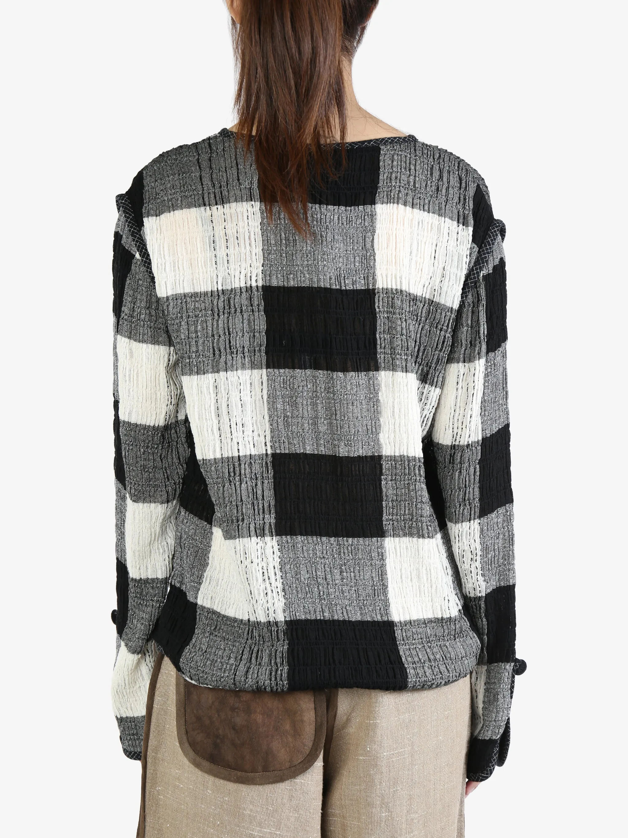 COMMUNS - Unisex Patterned Plaid Knitted Sweater