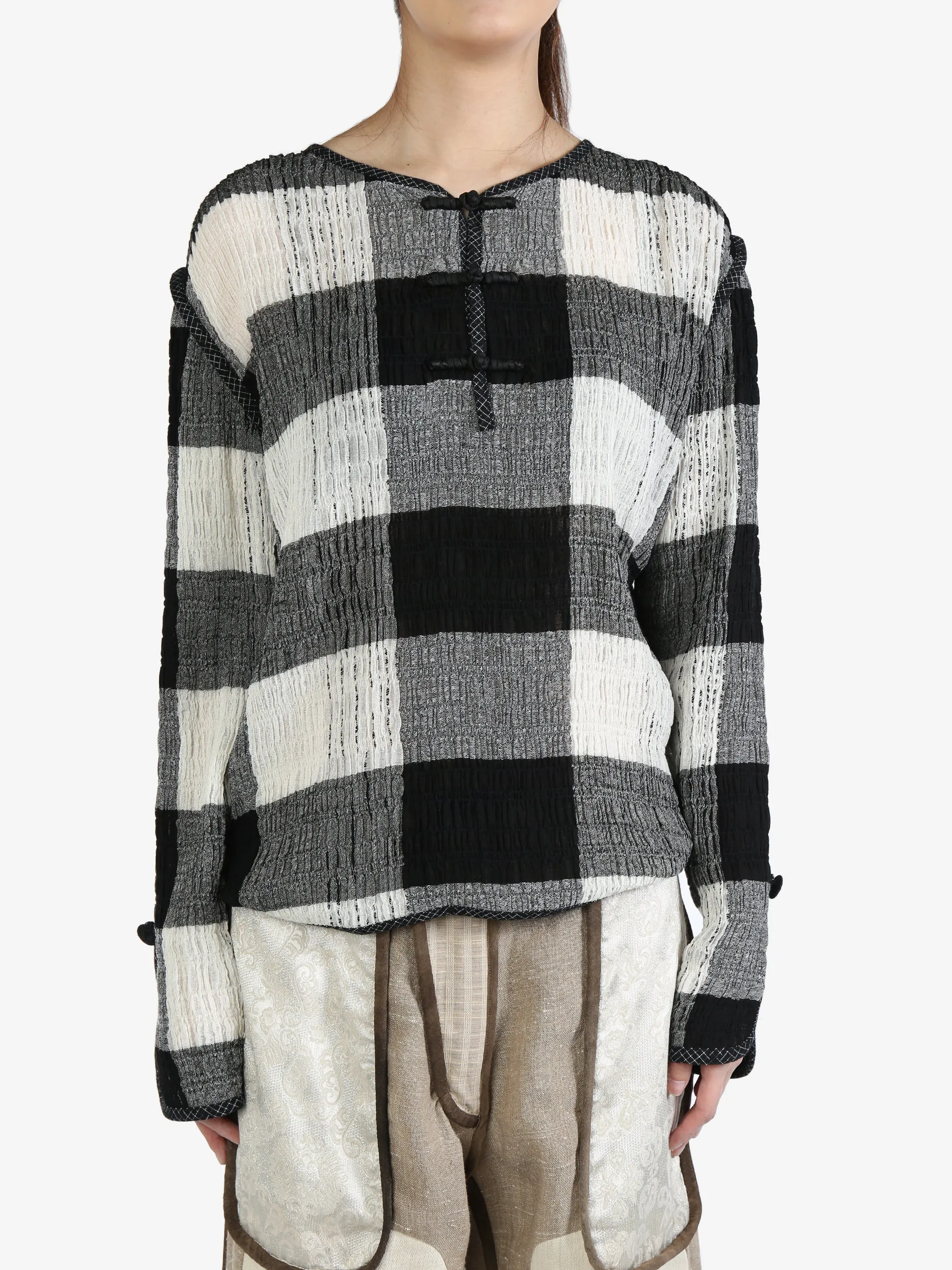 COMMUNS - Unisex Patterned Plaid Knitted Sweater