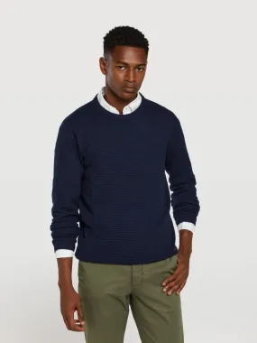 Crew neck sweater with fancy knitting