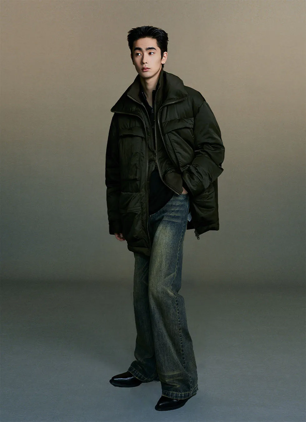 Faux Two Piece White Duck Down Water Repellent Down Jacket