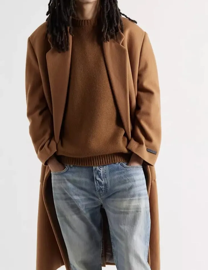 FEAR OF GOD Brown Wool-Cashmere Knit Crewneck Sweater NEW Size L
