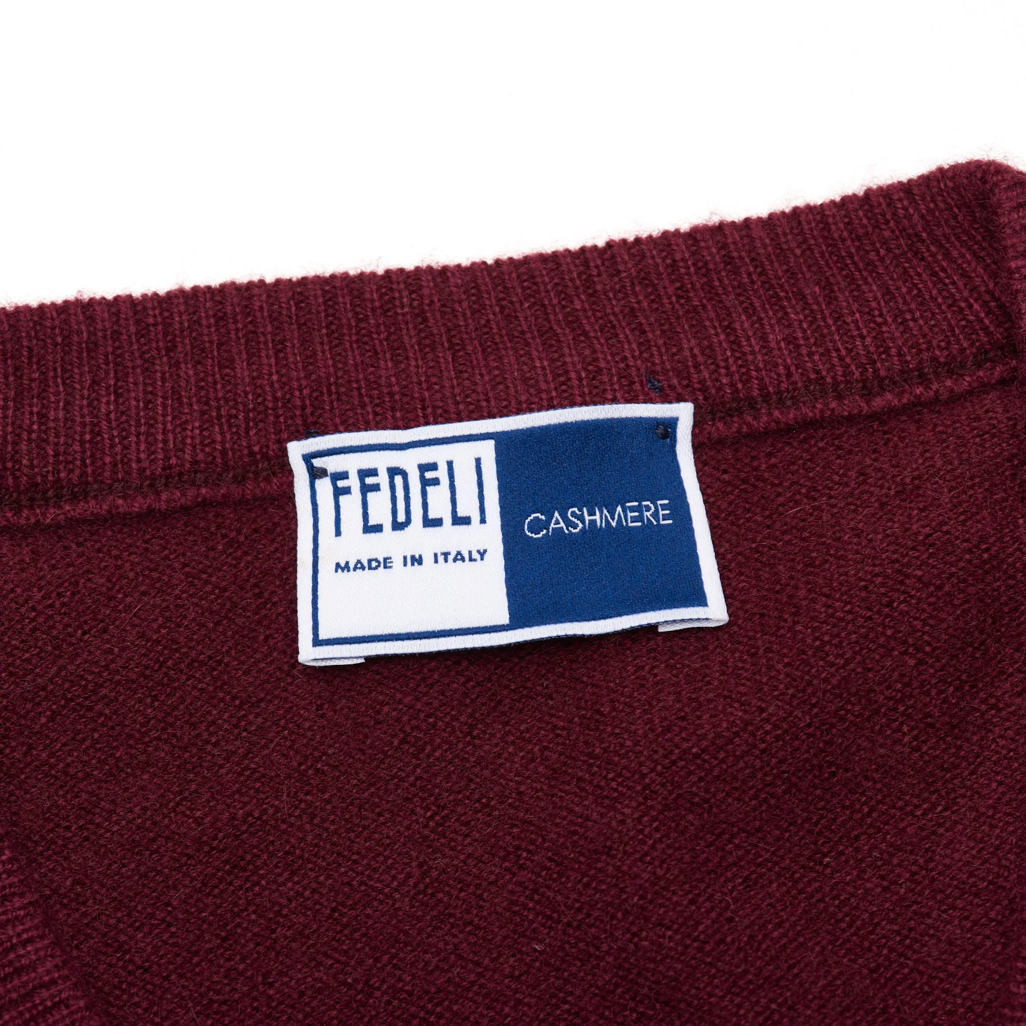 FEDELI Crimson Cashmere V-Neck Sweater EU 46 NEW US XS Slim Fit