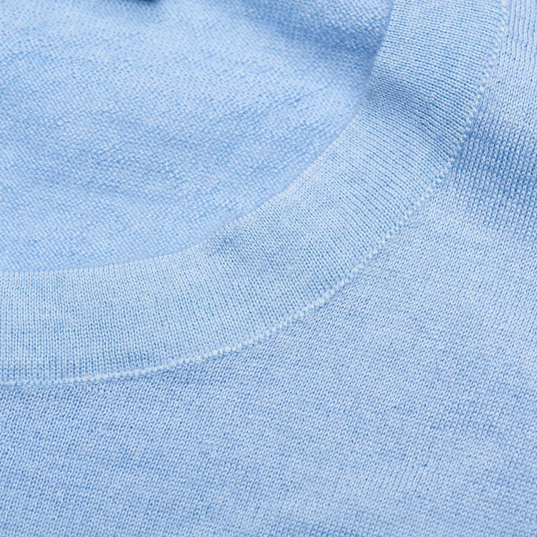 FEDELI Millionaire Blue Super Cashmere-Silk Crewneck Sweater 44 NEW US XXS