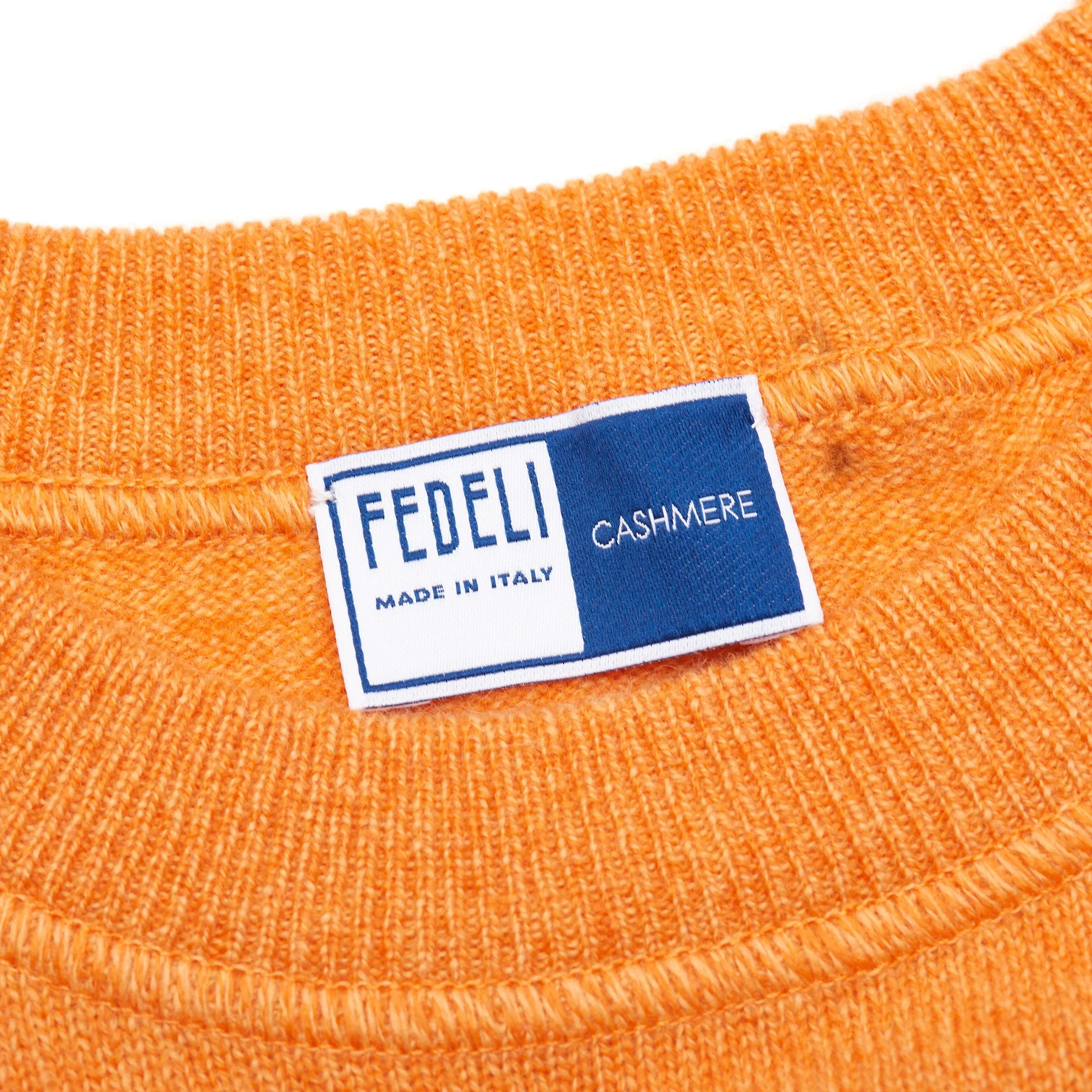 FEDELI Orange Cashmere Raglan Sleeves Crewneck Sweater EU 56 NEW US XXL