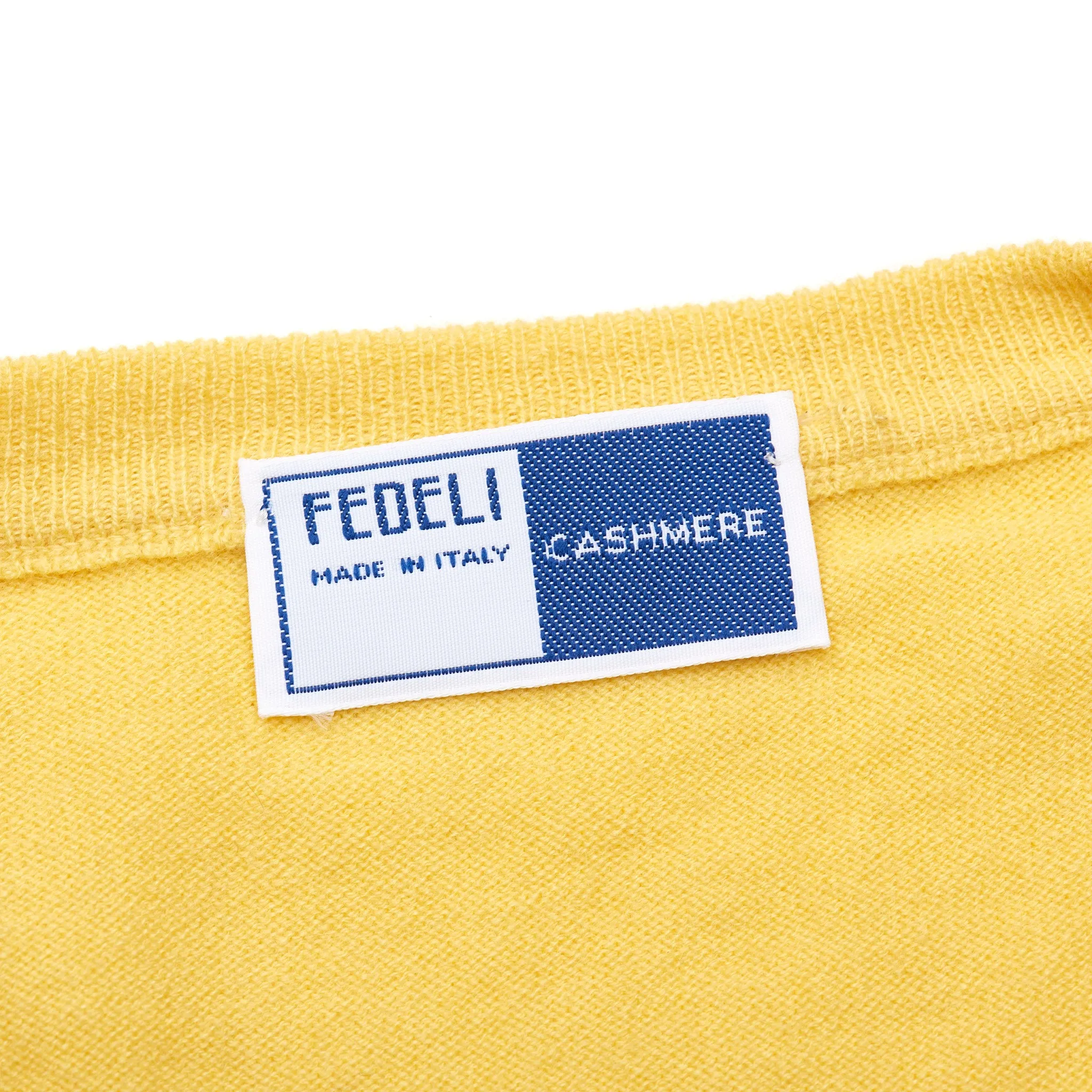 FEDELI Yellow Cashmere Crewneck Sweater EU 56 NEW US 2XL
