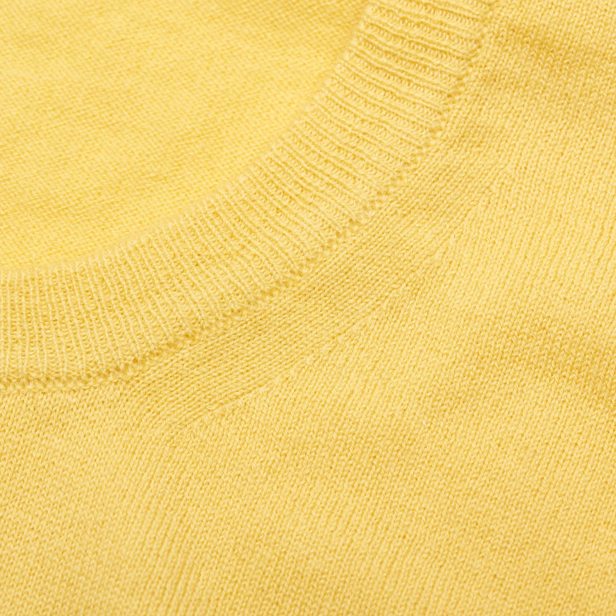 FEDELI Yellow Cashmere Crewneck Sweater EU 56 NEW US 2XL