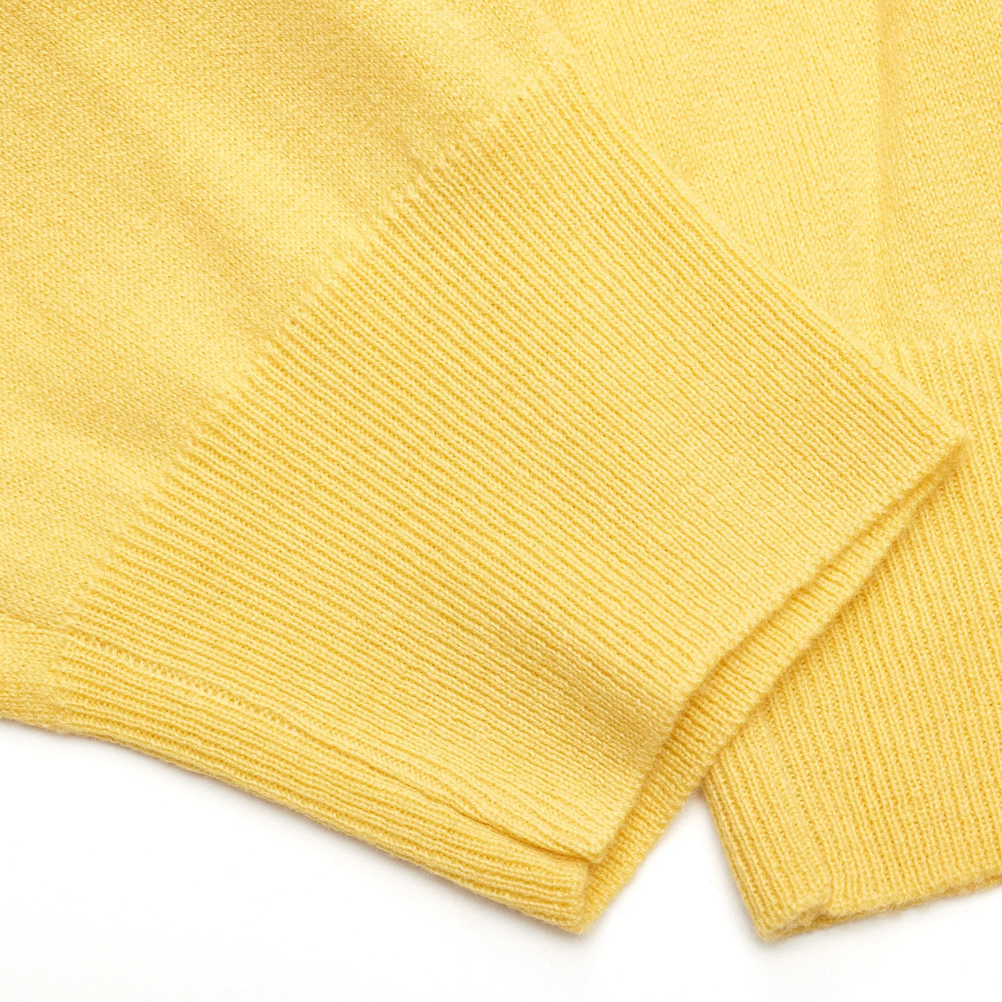 FEDELI Yellow Cashmere Crewneck Sweater EU 56 NEW US 2XL