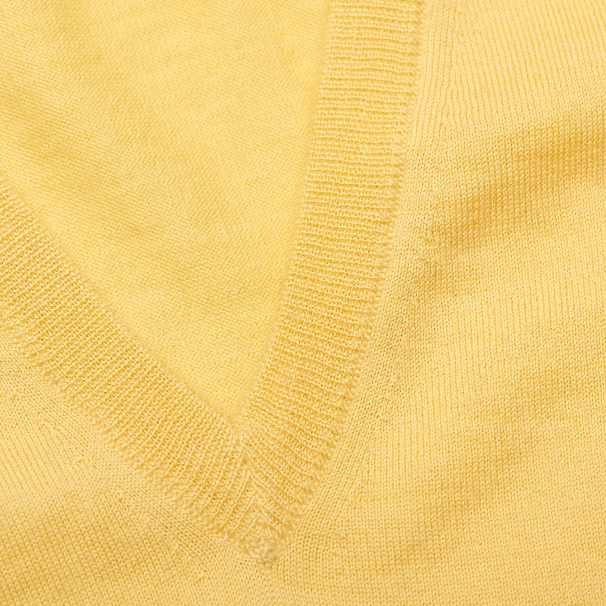 FEDELI Yellow Cashmere-Silk V-Neck Sleeveless Sweater EU 48 NEW US S
