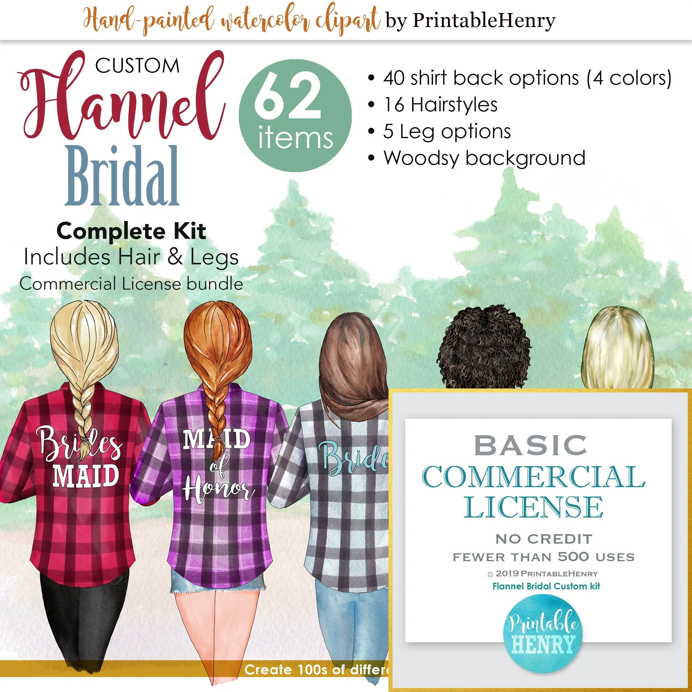 Flannel Bridesmaids Custom clipart kit