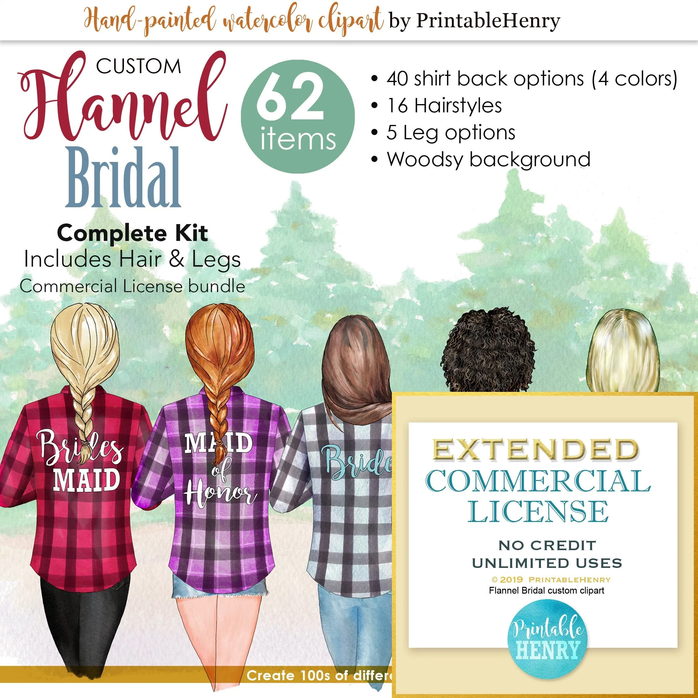 Flannel Bridesmaids Custom clipart kit