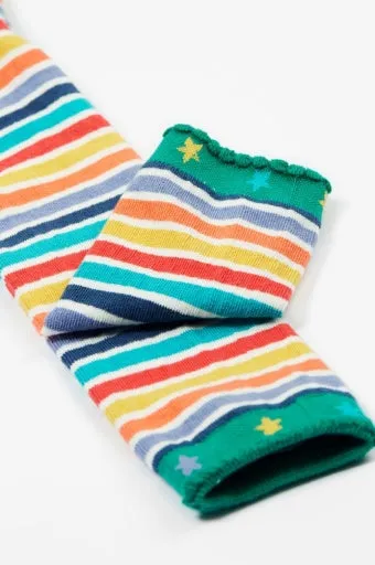 Frugi Little Knitted Leggings Rainbow Stripe Lemur