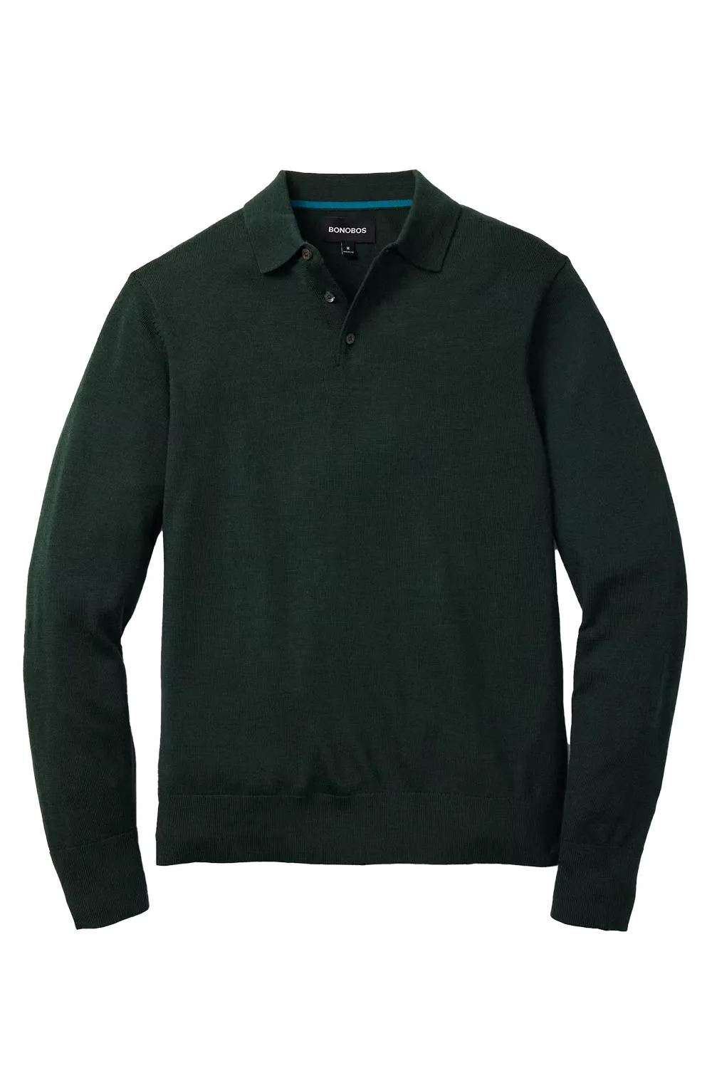 HUDSON SWEATER POLO Forest Green Merino