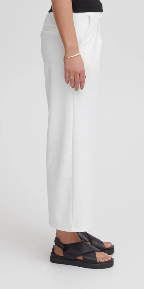 Ichi Wide Leg Ponte Pants, white