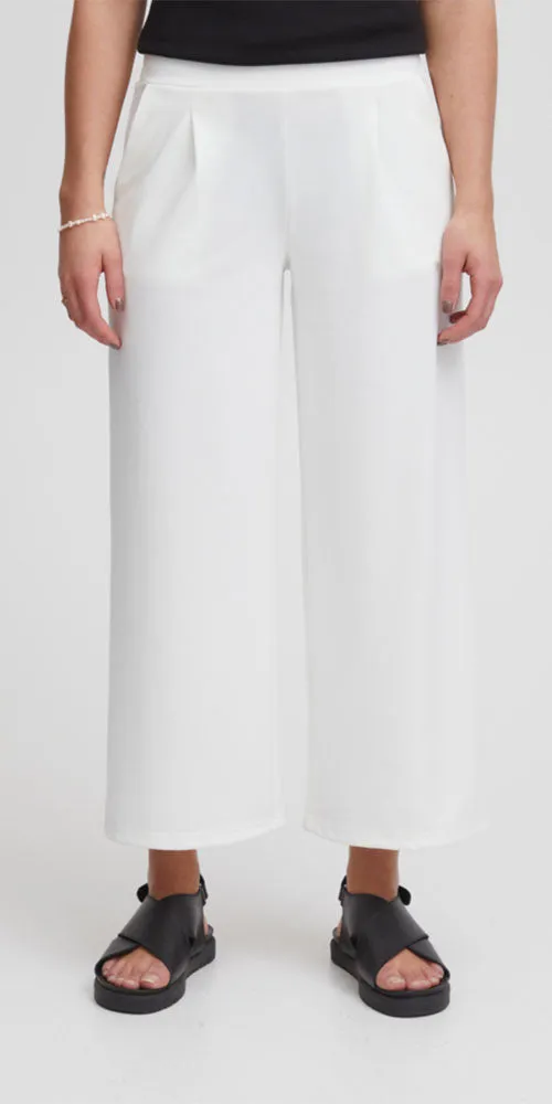 Ichi Wide Leg Ponte Pants, white