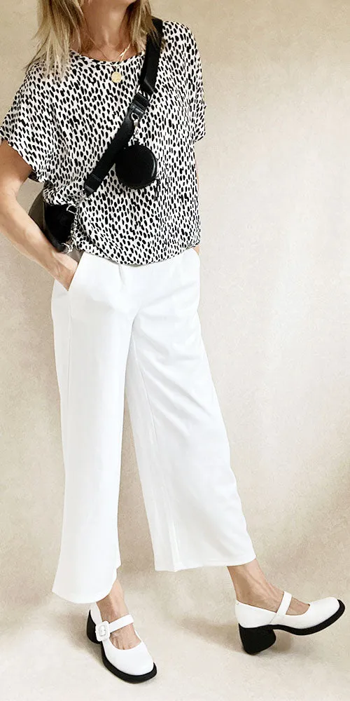 Ichi Wide Leg Ponte Pants, white