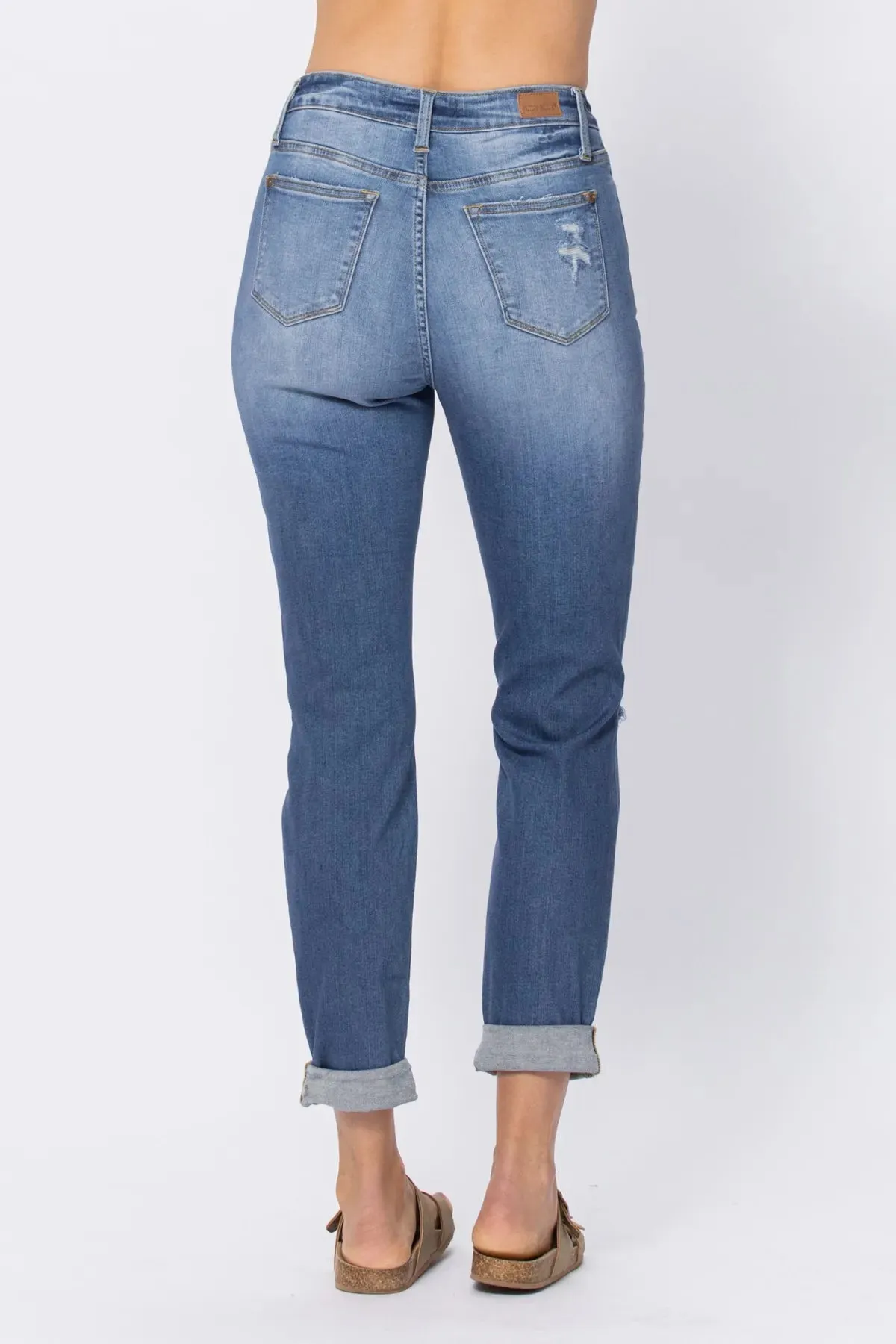 Judy Blue HW Cuffed Destroyed Boyfriend Jeans