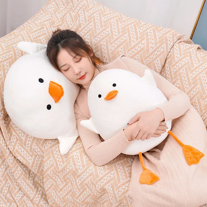 Kawaii White Duck Throw Pillow