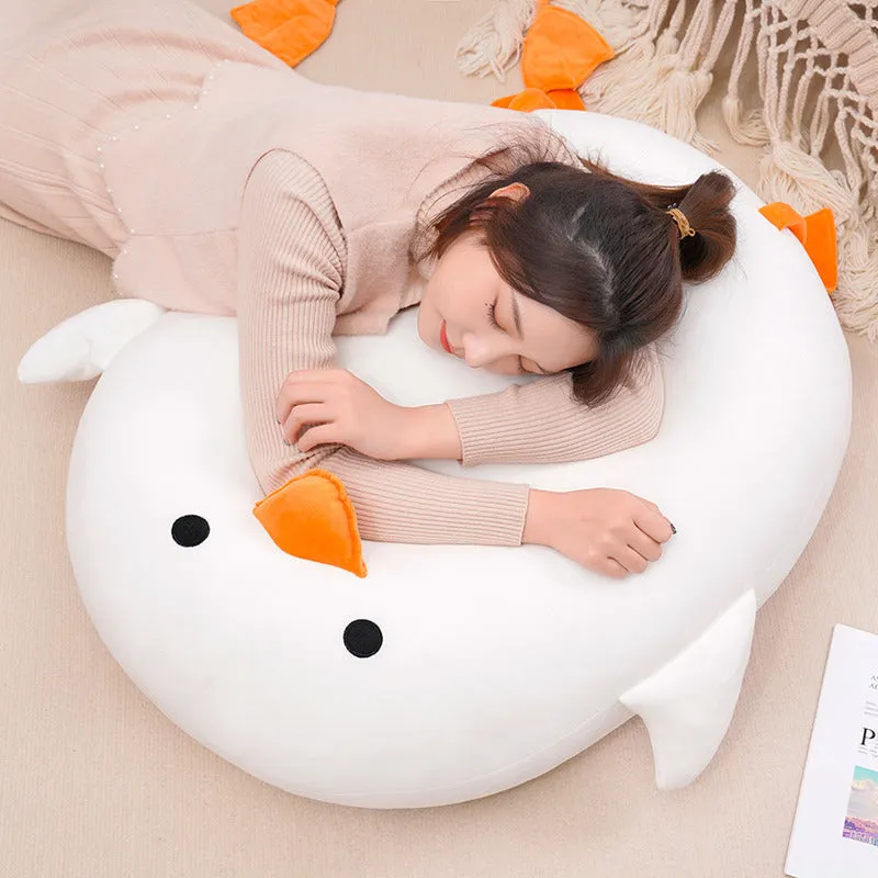 Kawaii White Duck Throw Pillow