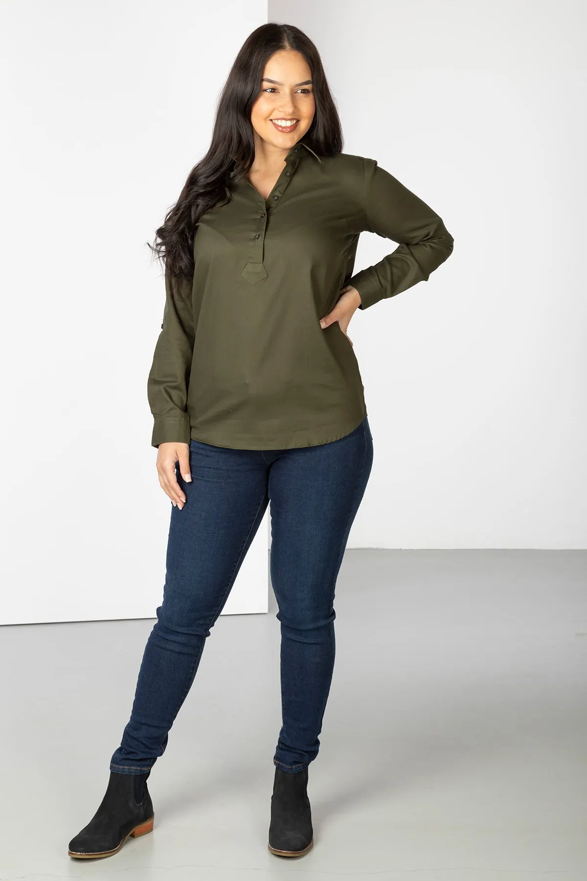 Ladies Plain Overhead Country Shirt - Hannah
